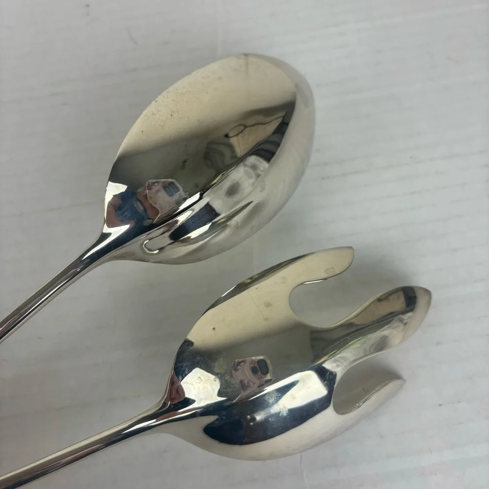 MCM-silver plated serving spoon/fork set-vintage